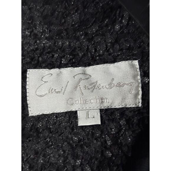 VTG Earl Rutenberg Black Cropped Textured Jacket Blazer Button LARGE Women's - Picture 3 of 10